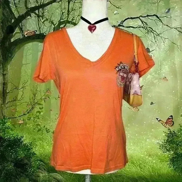 Harley Davidson Orange V-neck Blouse Size M - Picture 1 of 8
